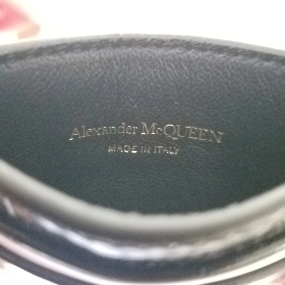 Alexander McQueen Skull Croc Embossed Leather Card Holder Black